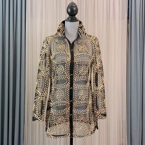 CHICO’S Travelers Collection Needle Stitch Jacket sheer button front women